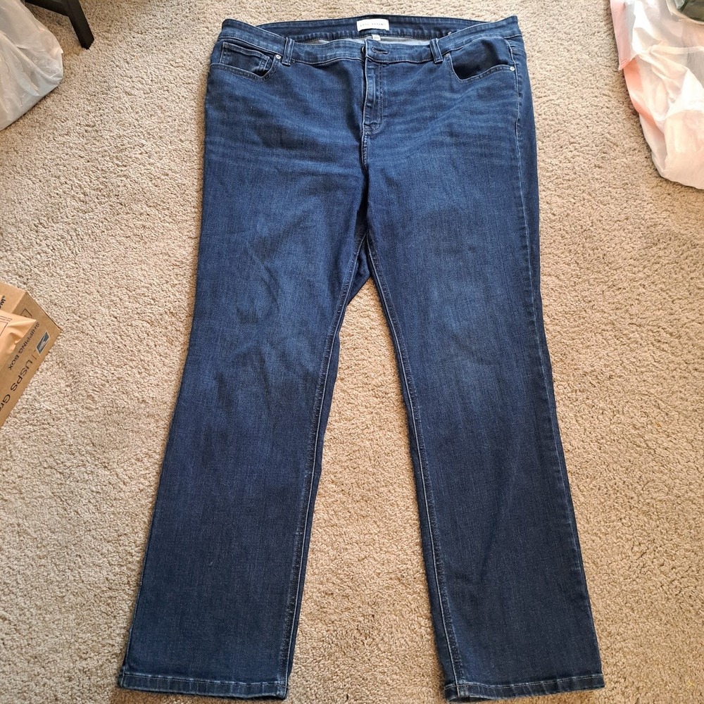 Lane Bryant Flex Magic Waistband High Rise Straight Leg Jeans Blue Womens 22